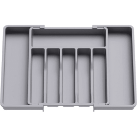 Lifewit Silverware Drawer Organizer, Expandable Utensil Tray for Kitchen, Adjustable Flatware Grey - Lifewit