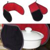 Long Potholder Quilted Double Oven Mitts 30.9x6.8inches Gloves Cotton Stripe for Baking and Cooking Kitchen Tool - black+red