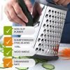 Stainless Steel Cheese Grater 9in 4 Sides, Perfect Grater For Parmesan Cheese. Vegetables, Ginger- Dishwasher Safe, Durable Random Color - Random