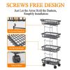 4 Tier Fruit Vegetable Basket for Kitchen, Storage Cart, Vegetable Basket Bins, Wire Storage Organizer Utility Cart with Wheels, Medium, Black - black