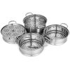 Kitchen Supplise Glass Lid Multi Tiers Kitchen Pan Cookware Stainless Steel Steamer Set  - Silver B - Stainless steel+ tempered glass