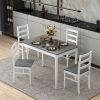 5-Piece Wooden Dining Set with Rectangular Table and 4 Chairs - Gray