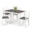 5-Piece Wooden Dining Set with Rectangular Table and 4 Chairs - Gray