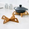 1pc/2pcs Bamboo Cross Pot Bottom Stand; Pot Rack; Heat-Insulation Anti-Scald Cup & Dish Holder; Draining Rack - 2pcs