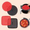 1pc 7.5in/8in/9in Air Fryer Liner Silicone Air Fryer Mat - Black - Round 9in