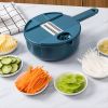 1pc Multifunctional Vegetable Cutter, Potato Shredded Grater, 3 Blades Or 6 Blades For Choose 11in*7.2in - Blue--Six Blades