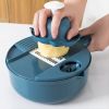 1pc Multifunctional Vegetable Cutter, Potato Shredded Grater, 3 Blades Or 6 Blades For Choose 11in*7.2in - Blue--Six Blades