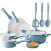 12pc Ceramic Cookware Set, Blue Linen - Blue Linen