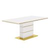 MDF Dining Table,Panel stainless steel polished gold-plated bar, need to hit copper nails,Table Size: 62.99" L x 35.43" W x 29.92" H - as Pic