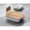 Better Homes & Gardens Ceramic Oven to Table Serveware Dish with Acacia Lid, 13.39 x 9.06 x 3.39 in - Better Homes & Gardens