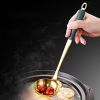 1 Piece Stainless Steel Silicone Handle Soup Spoon Hot Pot Spoon - Golden Colander