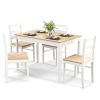 5-Piece Wooden Dining Set with Rectangular Table and 4 Chairs - Natural