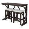 3-Piece Counter Height Dining Table Set with USB Port and Upholstered Stools - Espresso