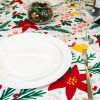 Muwago Christmas Garland Trimming Printed Fabric Tablecloth For Dining Room Decoration Washable Anti-Stain Anti-Oil Table Cover - W52"*H78"