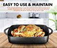 2-in-1 Pre-seasoned Square Cast Iron Baking Dish Cookware Pan - Black