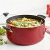 10qt Aluminum Nonstick Wide Stock Pot Red - Red