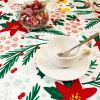 Muwago Christmas Garland Trimming Printed Fabric Tablecloth For Dining Room Decoration Washable Anti-Stain Anti-Oil Table Cover - W52"*H78"