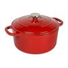 5.5 Quart Enameled Cast Iron Dutch Oven; Red - red