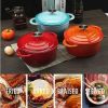 COOKWIN Enameled Cast Iron Dutch Oven with Self Basting Lid;  Enamel Coated Cookware Pot 4.5QT - orange