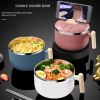 1pc 304 Stainless Steel Instant Noodle Bowl; Large Capacity Instant Noodle Bowl With Lid; Dual-purpose Anti-scalding Portable Tableware - Blue