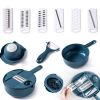 1pc Multifunctional Vegetable Cutter, Potato Shredded Grater, 3 Blades Or 6 Blades For Choose 11in*7.2in - Blue--Three Blades