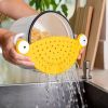 1pc Pasta Strainer - Cute Monster Eye Design - BPA Free Food Strainer For Kitchen - Noodle And Pot Strainer Kitchen Accessory Gift - Yellow