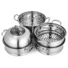 Kitchen Supplise Glass Lid Multi Tiers Kitchen Pan Cookware Stainless Steel Steamer Set  - Silver A - Stainless steel+ tempered glass