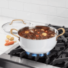 8qt Nonstick Ceramic Coated Aluminum Wide Stock Pot  - Cream