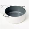 8qt Nonstick Ceramic Coated Aluminum Wide Stock Pot - White