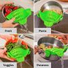 Kitchen Snap N Strain Pot Strainer and Pasta Strainer - Adjustable Silicone Clip On Strainer for Pots, Pans, and Bowls - Gray - green