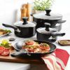 12pc Nonstick Aluminum Cookware Set with Prestige Tools - Black