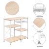 3-Tier Industrial Kitchen Baker's Rack Utility Microwave Oven Stand Storage Cart Workstation Shelf, Vintage - White Oak