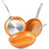 Frying Pan Nonstick 20 24 28cm Frying Pan with Ceramic Titanium Coating Round Copper Egg Pan Kitchen Cookware  - 24CM