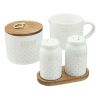 Better Homes & Gardens Farmhouse 4-Piece Dotted Sugar Cannister, Creamer, and Salt and Pepper Shaker Set in White - Better Homes & Gardens