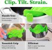 Kitchen Snap N Strain Pot Strainer and Pasta Strainer - Adjustable Silicone Clip On Strainer for Pots, Pans, and Bowls - Gray - green