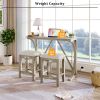 3-Piece Counter Height Dining Table Set with USB Port and Upholstered Stools - Cream