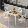 5-Piece Wooden Dining Set with Rectangular Table and 4 Chairs - Natural