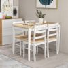 5-Piece Wooden Dining Set with Rectangular Table and 4 Chairs - Natural