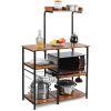 4-tier Kitchen Baker's Rack with Basket and 5 Hooks - Brown