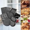 Desserts Make Nonstick Bakeware Baking Roasting Cake Pans 10 Pieces Set  - Black - Carbon steel