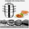 Kitchen Supplise Glass Lid Multi Tiers Kitchen Pan Cookware Stainless Steel Steamer Set  - Silver - Stainless steel+ tempered glass