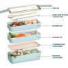 1 set 3-in-1 Bento Box Set - Microwave and Dishwasher Safe Lunch Box with Dividers and Utensils - Perfect for School, Travel, and Snacks - Pink