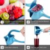 Manual Citrus Juicer; Heavy Duty Hand Press Lemon Squeezer; Metal Aluminum Alloy Juice Squeezer for Lime Orange Apple Fruit (Blue) - Default