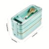 1 set 3-in-1 Bento Box Set - Microwave and Dishwasher Safe Lunch Box with Dividers and Utensils - Perfect for School, Travel, and Snacks - Green