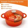 COOKWIN Enameled Cast Iron Dutch Oven with Self Basting Lid;  Enamel Coated Cookware Pot 4.5QT - orange