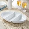 Better Homes & Gardens- Porcelain Oval-shape Divided Bowl, White - Better Homes & Gardens