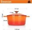 COOKWIN Enameled Cast Iron Dutch Oven with Self Basting Lid;  Enamel Coated Cookware Pot 4.5QT - orange