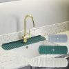 1pc Silicone Sink Faucet Mat Splash Guard; Kitchen Sink Draining Pad Behind Faucet Dish Drying Mat For Countertop; Bathroom; Farmhouse - Green - L(spl