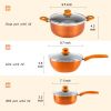 Nonstick Pot and Pan Set-Wok, Soup, Milk Pot Set Orange - as Pic