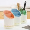 1pc Kitchen Utensil Holders Cutlery Drying Rack For Counter With Catch Pan And Drain Hole; Anti Tilting Kitchen Silverware Drainer Basket Sink - Blue